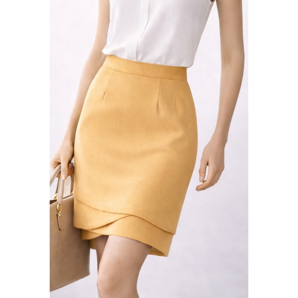ESCADA Skirt Peach Layered Hem Size 36 Margaretha Ley Career Office Old Money